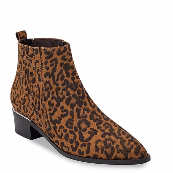 Marc Fisher Suede Leopard Chelsea Ankle Bootie - Picture 1 of 10